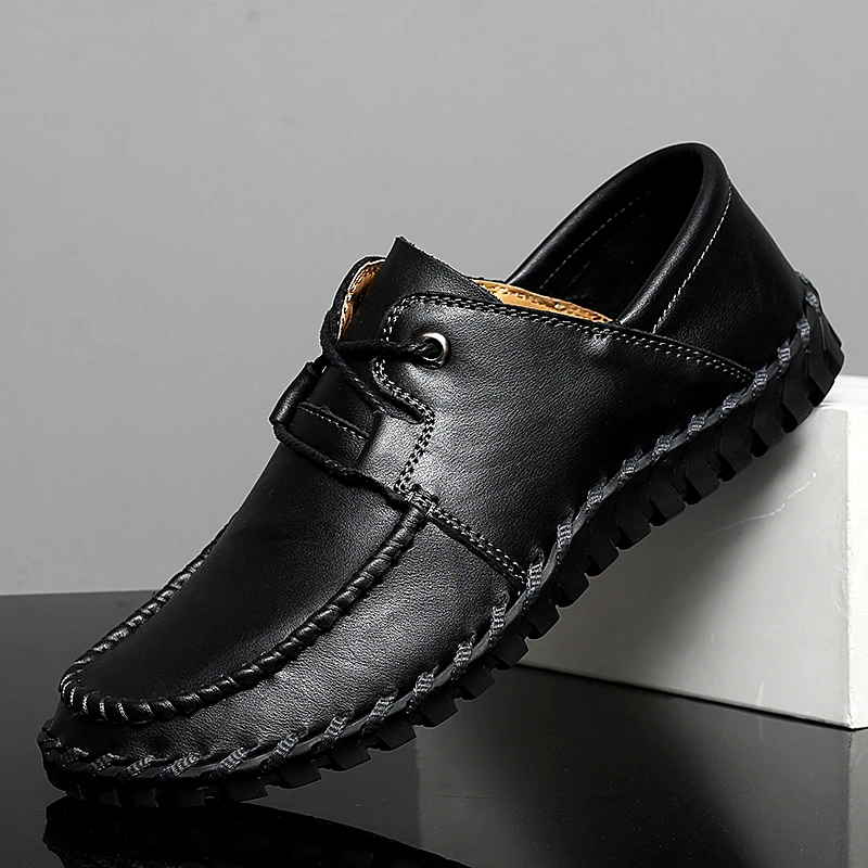Мъжки Ежедневни обувки, Маратонки от естествена кожа, официални лоферы без шнур, Мокасини, Големи Размери, мъжки модел Оксфордские обувки за шофиране