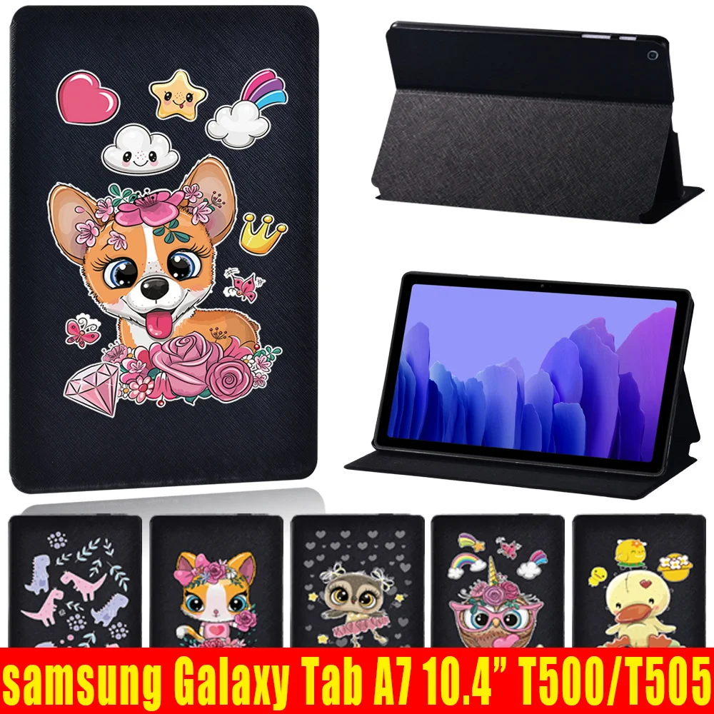 За Samsung Galaxy Tab A7 10,4 Инча 2020 T500/T505 С Анимационни Принтом От Изкуствена Кожа Защитен Калъф Поставка За Таблет + Безплатна дръжка Изображение 0 