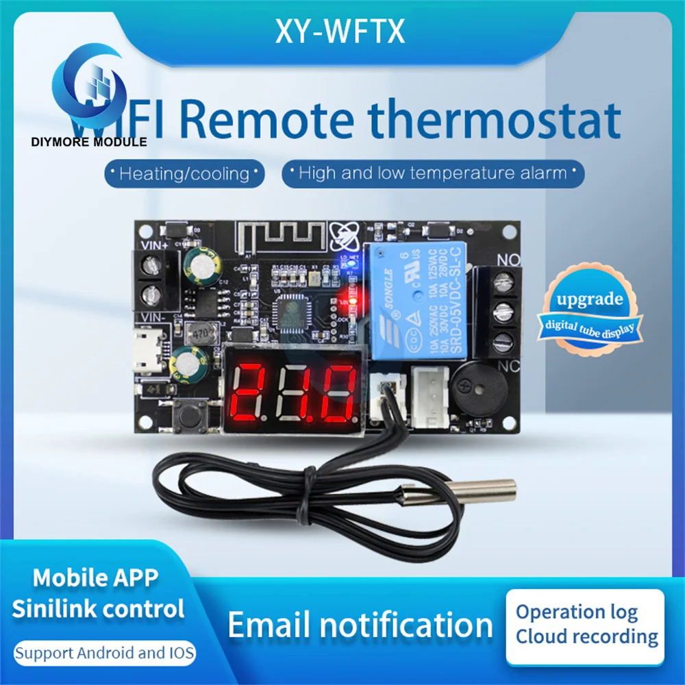 WIFI Дистанционно машина за висока точност на Термостата Модул за управление на температурата Модул за Охлаждане и отопление на Заявление За събиране на температурата XY-WFT1 WFTX Изображение 0 