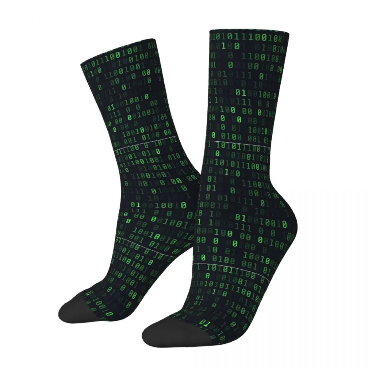 Абстрактни двоични 0 и 1 Зелени цифри Чорапи за Отрепки Мъжки Мъжки Женски Пролетта Чорапи в стил хип-хоп