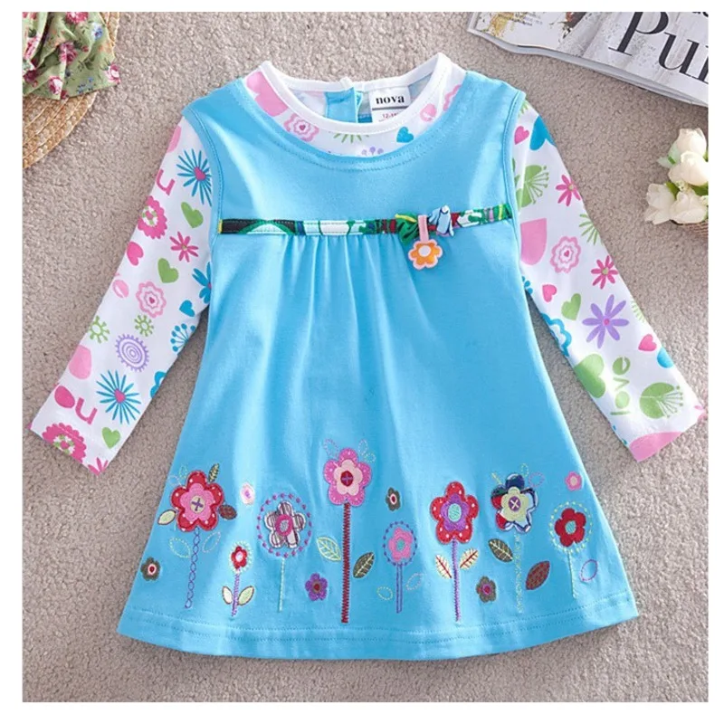 2021, Нова Детски Дрехи с цветен модел, пролет-есен Облекло за Момичета, Памучен тениска с ръкави, Безплатна доставка Изображение 0 