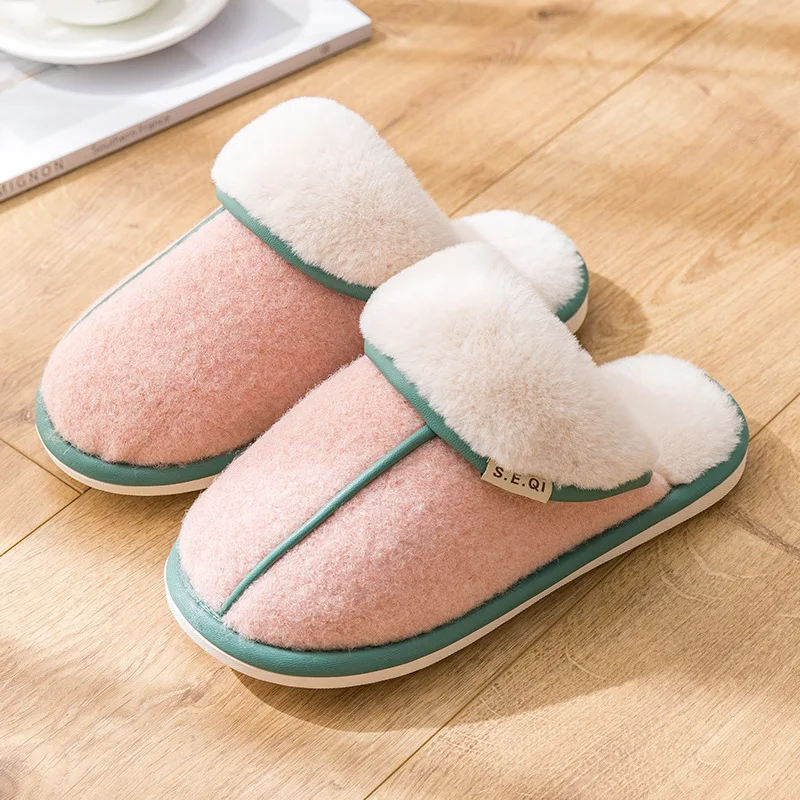 Мъжки и женски нови памучни чехли за есента и зимата, нескользящая домашна Топли обувки за двойки, плюшени Памучни чехли Изображение 0 