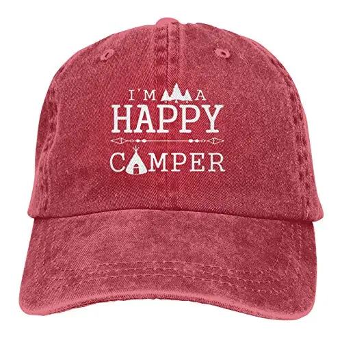 Дънкови Шапка I ' m a Happy Camper Бейзболна Шапка за Баща на Класическата Регулируема Ежедневна Спортна Шапка за Мъже и Жени Изображение 0 