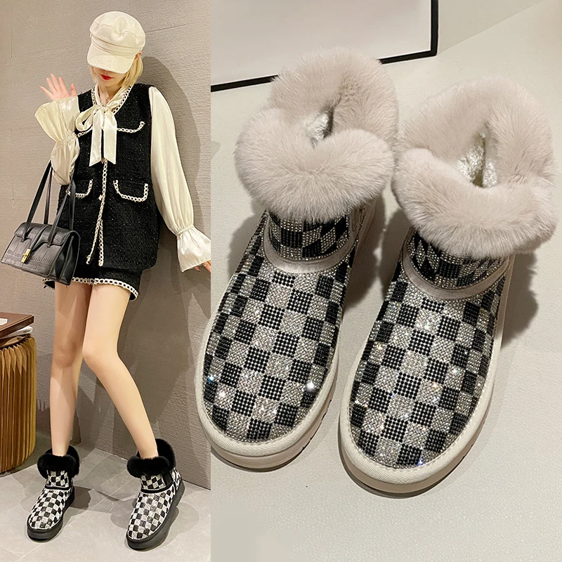 Новост Зимата 2022 г., Дамски Зимни обувки, Дизайнерски Плюшени Ежедневни обувки в стил Лолита 