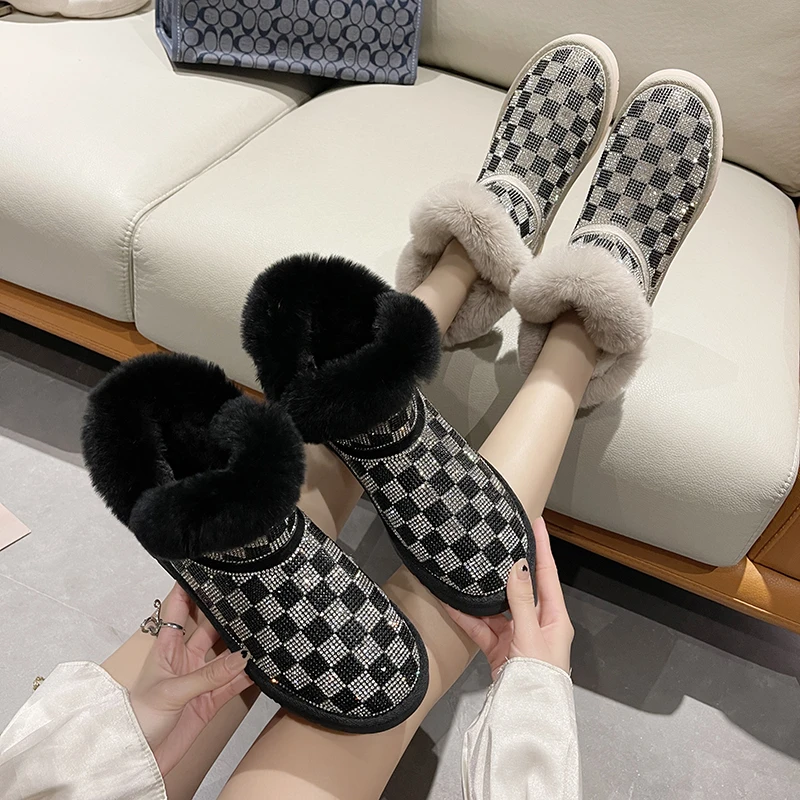 Новост Зимата 2022 г., Дамски Зимни обувки, Дизайнерски Плюшени Ежедневни обувки в стил Лолита 