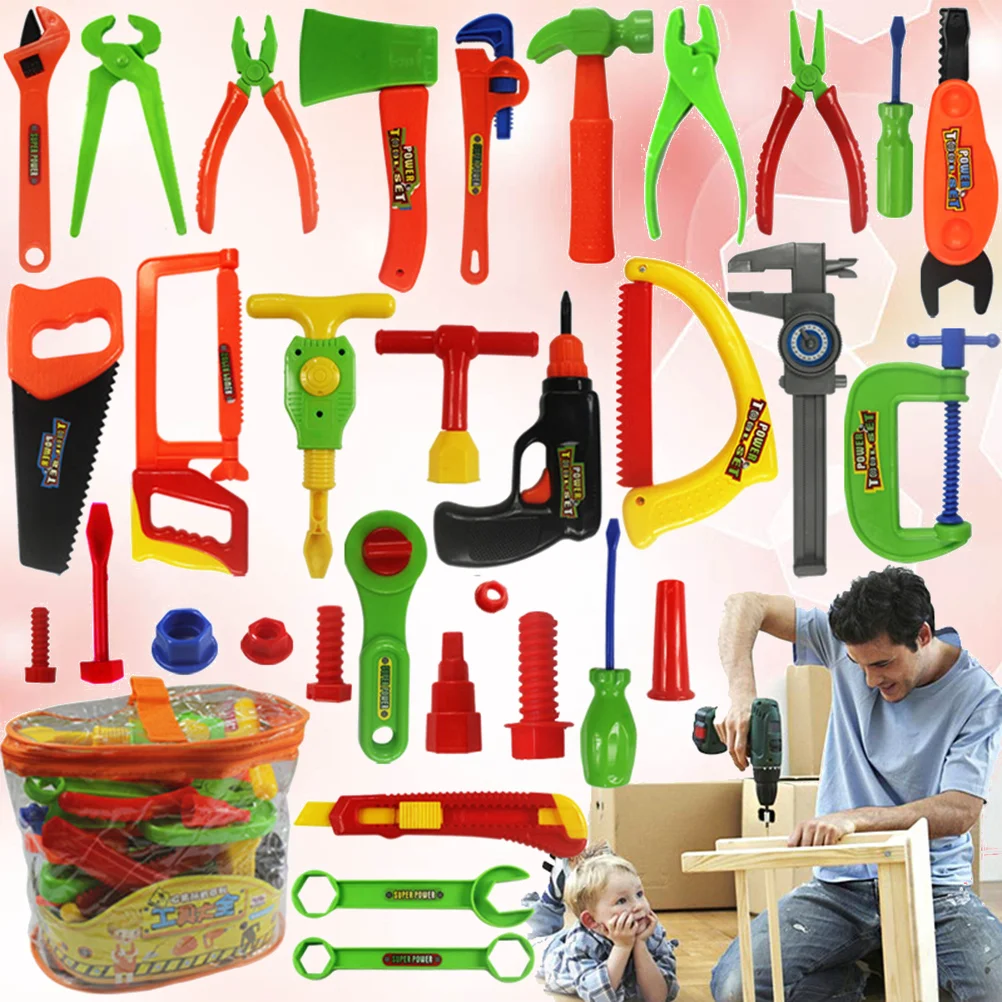 32шт Дете Строителство Строителен Набор от Инструменти Ролеви Игри Ремонтни Инструменти за Ремонт Набор от Детски Комплект Инструменти