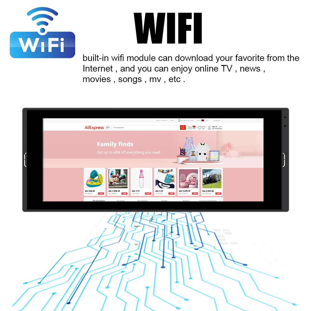 Bluetooth WiFi USB TF GPS Навигация Универсален Android 11,0 1 Din Радио Сензорен Екран 6,9 См Auto Carplay Стерео Изображение 2 