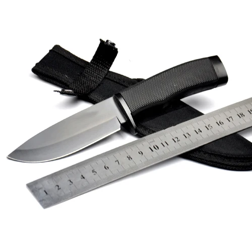 Нож с фиксирано острие 400C От Неръждаема Стомана 58HRC + Гумена Дръжка Походный Ловен Нож Нож за Оцеляване Джобен Нож Сребрист/Черен Цвят