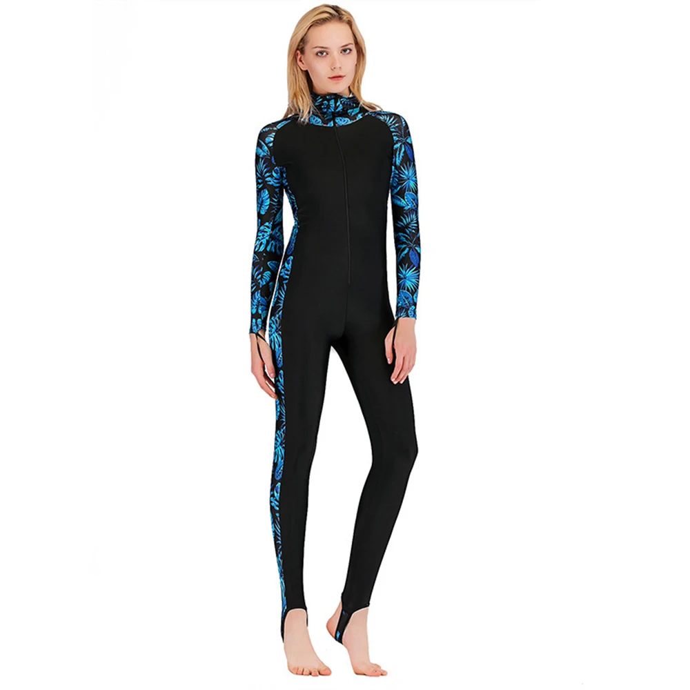 Модерен женски едно парче слънцезащитен костюм за сърф с дълги ръкави, утягивающий и быстросохнущий костюм за плуване и гмуркане с шнорхел, костюм за сърф UPF 50+ Изображение 0 