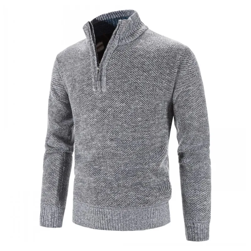 Нова плюшен мъжки дрехи голям външната търговия пуловер с половини висока воротом мъжки пуловер с цип slim fit