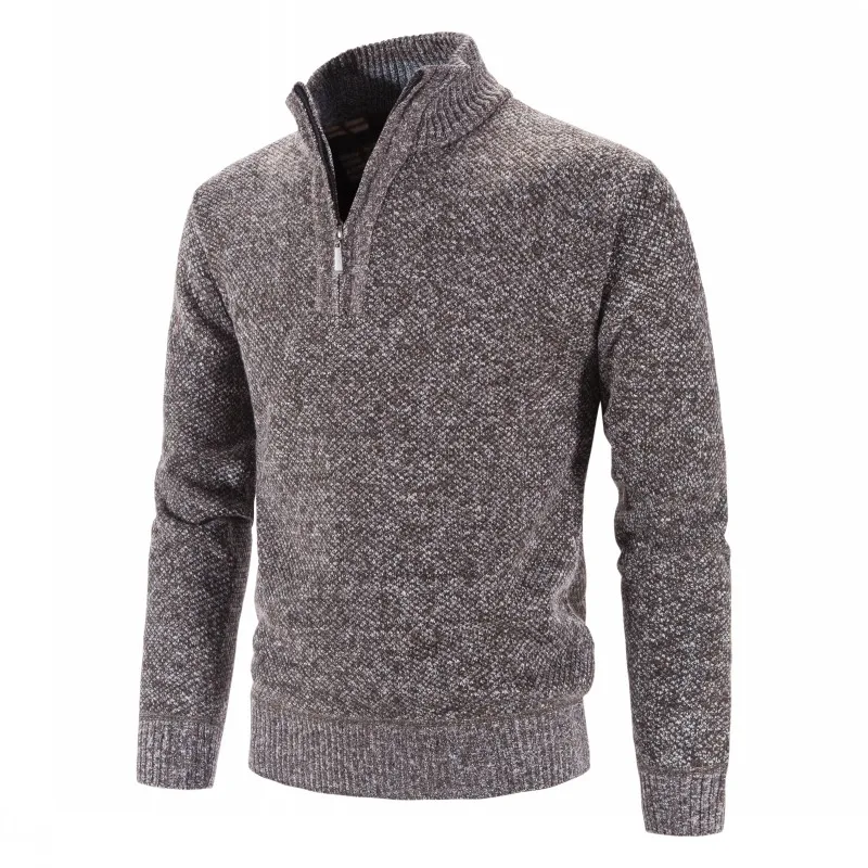 Нова плюшен мъжки дрехи голям външната търговия пуловер с половини висока воротом мъжки пуловер с цип slim fit Изображение 1 
