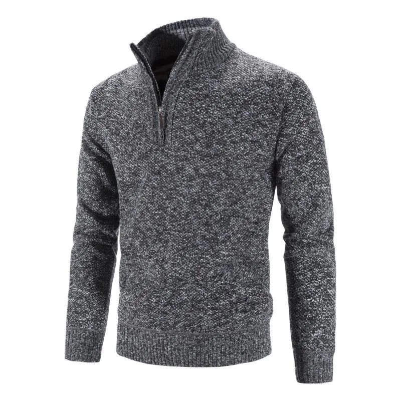 Нова плюшен мъжки дрехи голям външната търговия пуловер с половини висока воротом мъжки пуловер с цип slim fit Изображение 2 