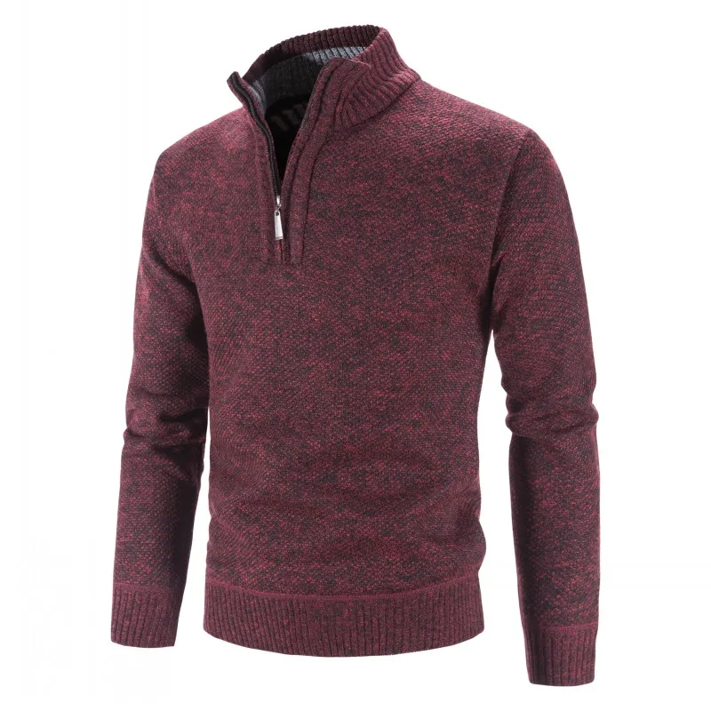 Нова плюшен мъжки дрехи голям външната търговия пуловер с половини висока воротом мъжки пуловер с цип slim fit Изображение 3 