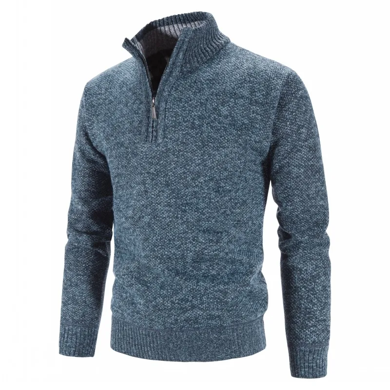 Нова плюшен мъжки дрехи голям външната търговия пуловер с половини висока воротом мъжки пуловер с цип slim fit Изображение 4 