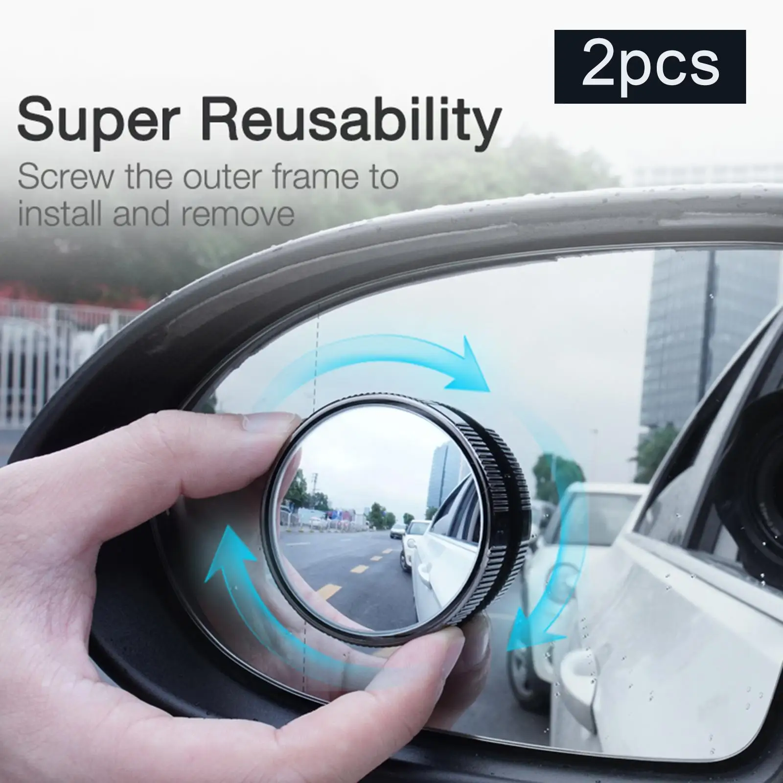 2 Част Кръгли Огледала Сляпа зона Регулируема HD Стъкло за Леки и Товарни Автомобили Изображение 2 