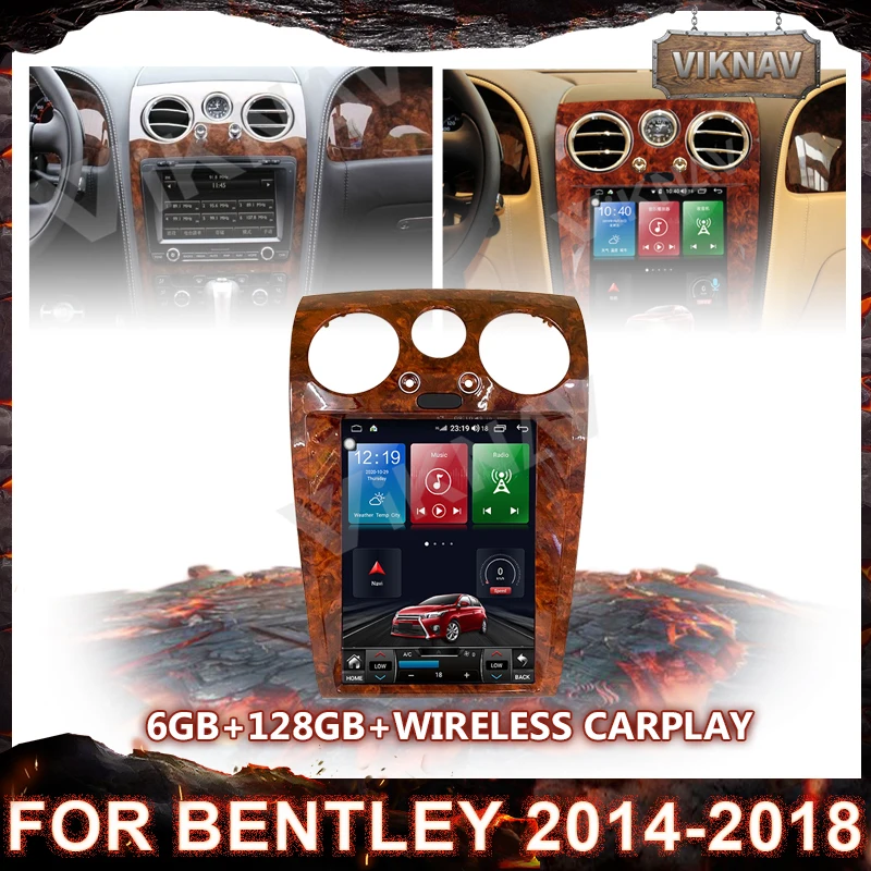 6 + 128 GB За Bentley 2014-2018 Android 10,0 Авто Радио GPS Навигация Мултимедиен Плеър Вертикален Екран Carplay Bluetooth Лента