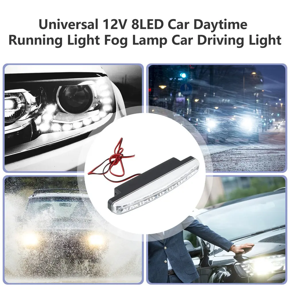 Универсален 12 В 8 Бр. Висока Мощност Супер Ярки LED Лампи Автомобилни Дневни Светлини Фарове за дълги Светлини на Автомобила Супер Ярък Бял Изображение 1 