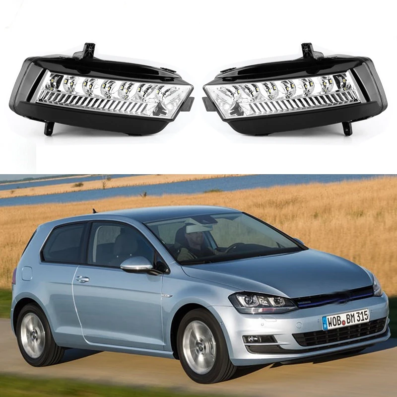 LED DRL Авто Дневен Ходова Лампа в Предната Броня Фарове за мъгла В Събирането на Аксесоари За VW Volkswagen Golf 7 MK7 2013 2014 2015