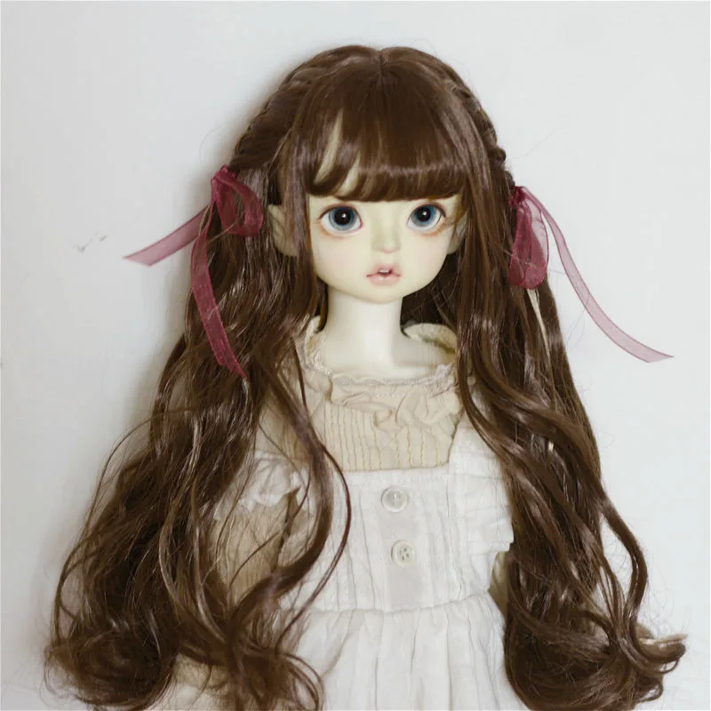 BJD куклен перука е подходящ за 1-3 1-4 1-6 размер модни меки копринени дълги ретро къдрава коса и аксесоари за кукли