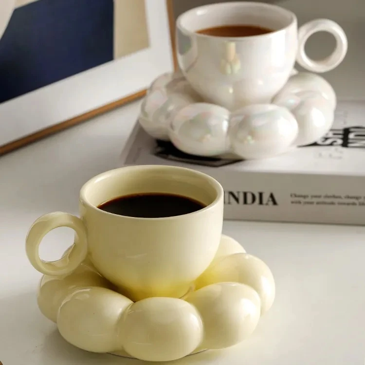 Скандинавските Керамични Чаши Чаши за Кафе с Тавата Забавно Посуда за Напитки Оригиналната Чаша за Чай Голям Набор от Креативни Подаръци на Приятелите си Изображение 1 