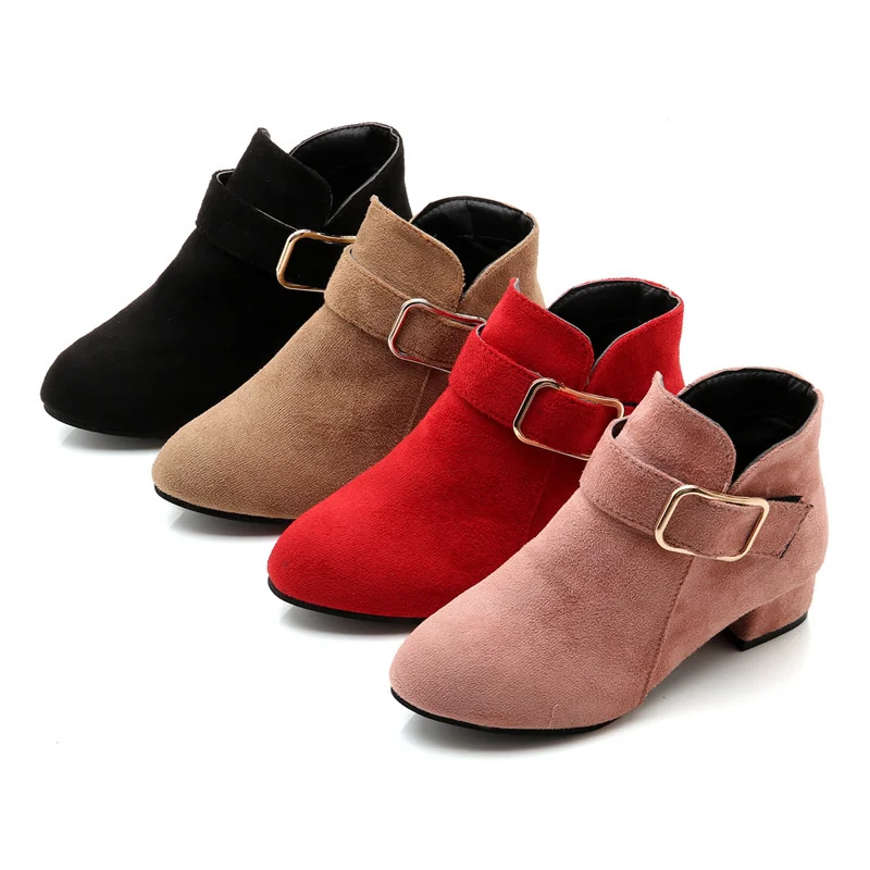 2021 Нови корейски есенно-зимни плюшени топли дамски обувки на висок ток с матово кратък тръба, увеличаване ежедневни обувки Martin за момичета Изображение 0 