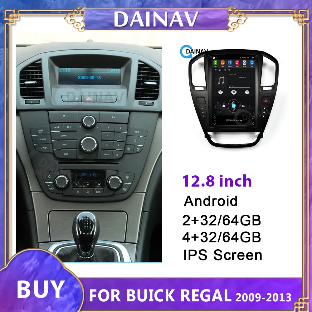 12,8 инчов Автомобилен мултимедиен DVD-плейър За Buick Insignia юли 2013 Авто Аудио Стерео Радио с GPS WIFI DVR Изображение 0 