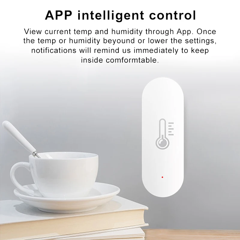 CoRui Sasha WiFi Влагомер, Термометър Детектор Интелигентен Сензор за температура и влажност на въздуха Smart Life Работа с Alexa и Google Home