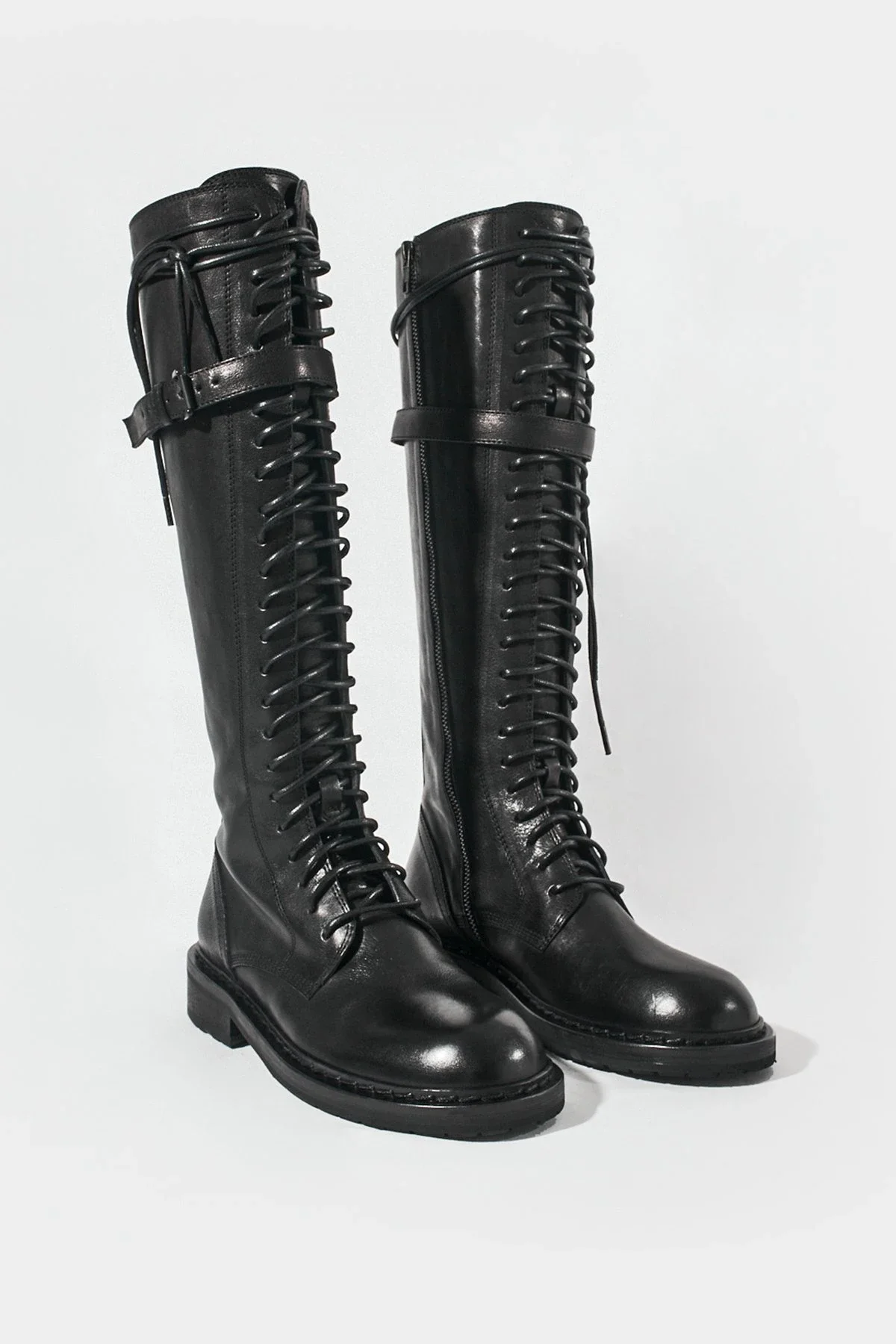 Нов сезон, Парижките Високи армейските обувки, черни обувки от естествена кожа със страничен цип, Италиански модни белгийската дизайнерски обувки Дантела