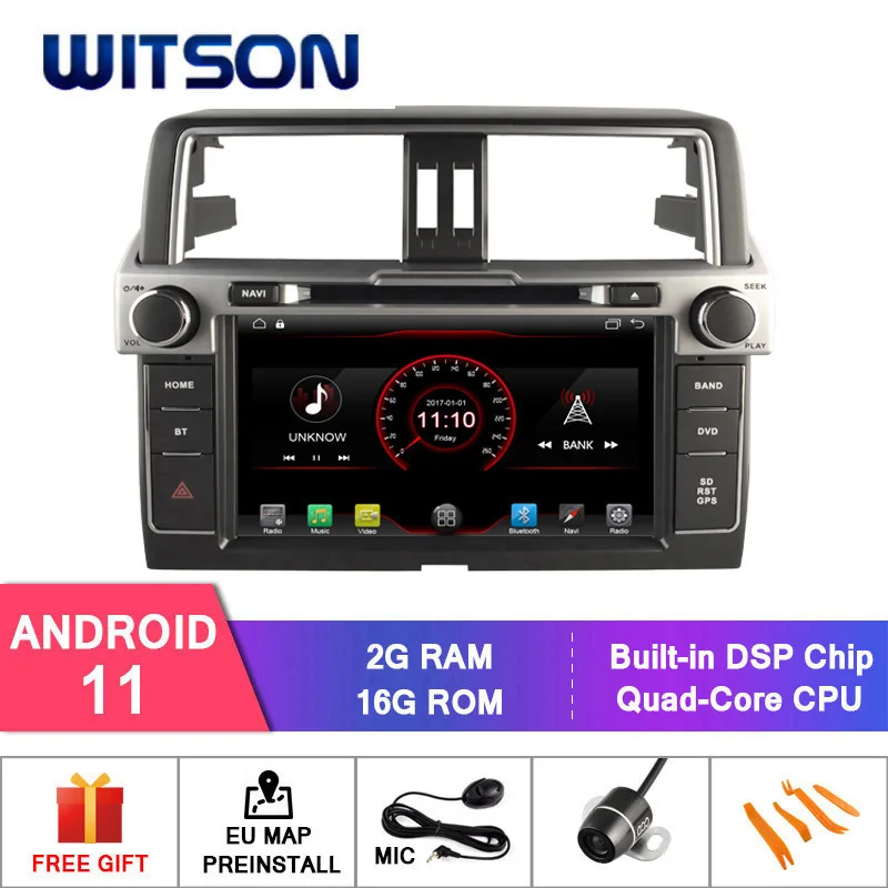 WITSON Android 11 кола DVD плейър За TOYOTA PRADO 2014 Автомобилен Мултимедиен Плейър Стерео АвтоАудио GPS Навигация DVD Видео Carplay