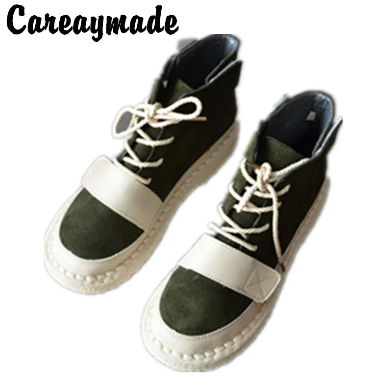 Careaymade -Женски къси ботуши с лепенки за мека подметка, студентски обувки, корейски оригинални дамски ежедневни обувки, адаптивни цвят
