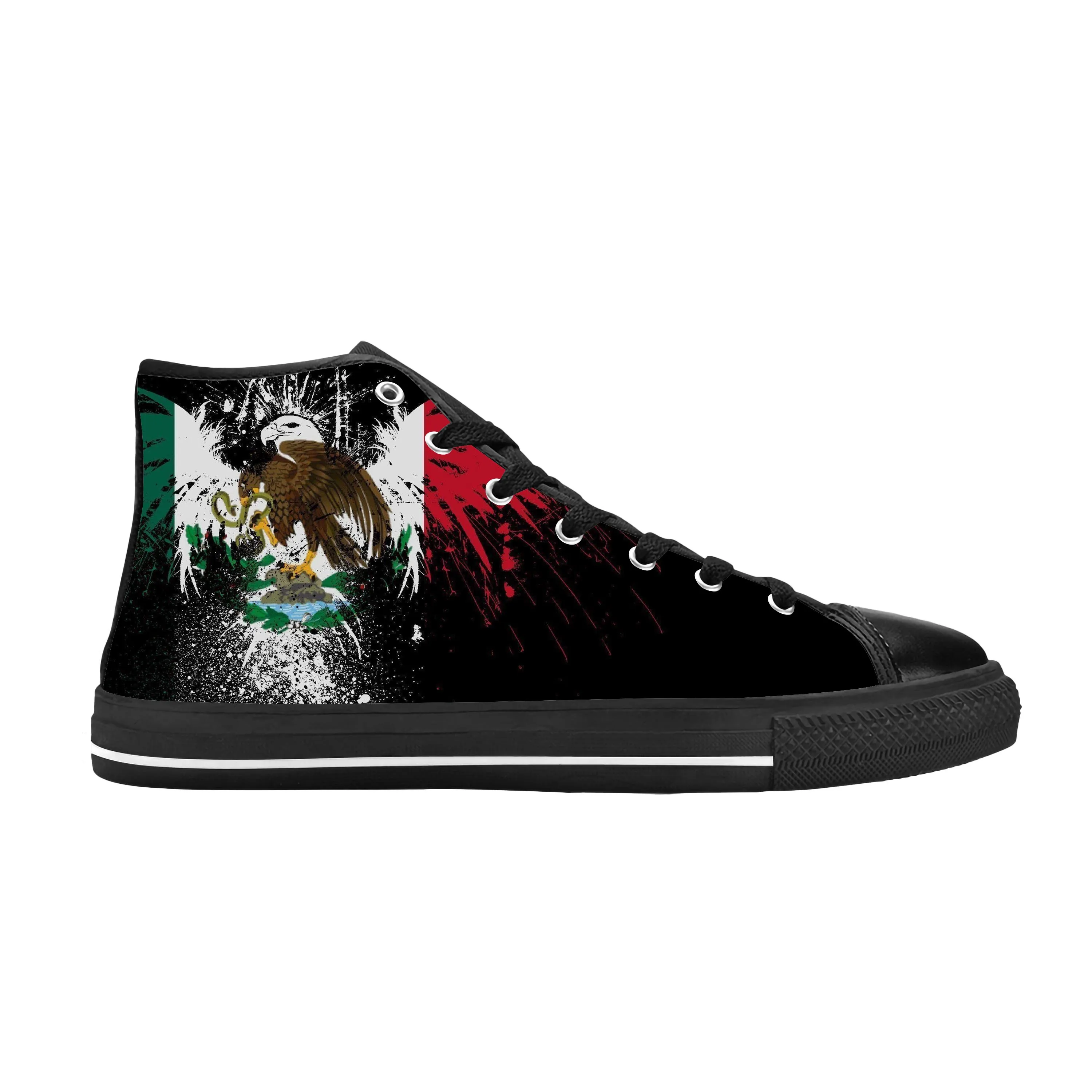 Мексико Мексикански Флаг Патриотическая Гордост Модни Забавно Ежедневни Тъканта, Обувки С Висок Берцем Удобни Дишащи Мъжки И Дамски Маратонки С 3D Принтом Изображение 1 