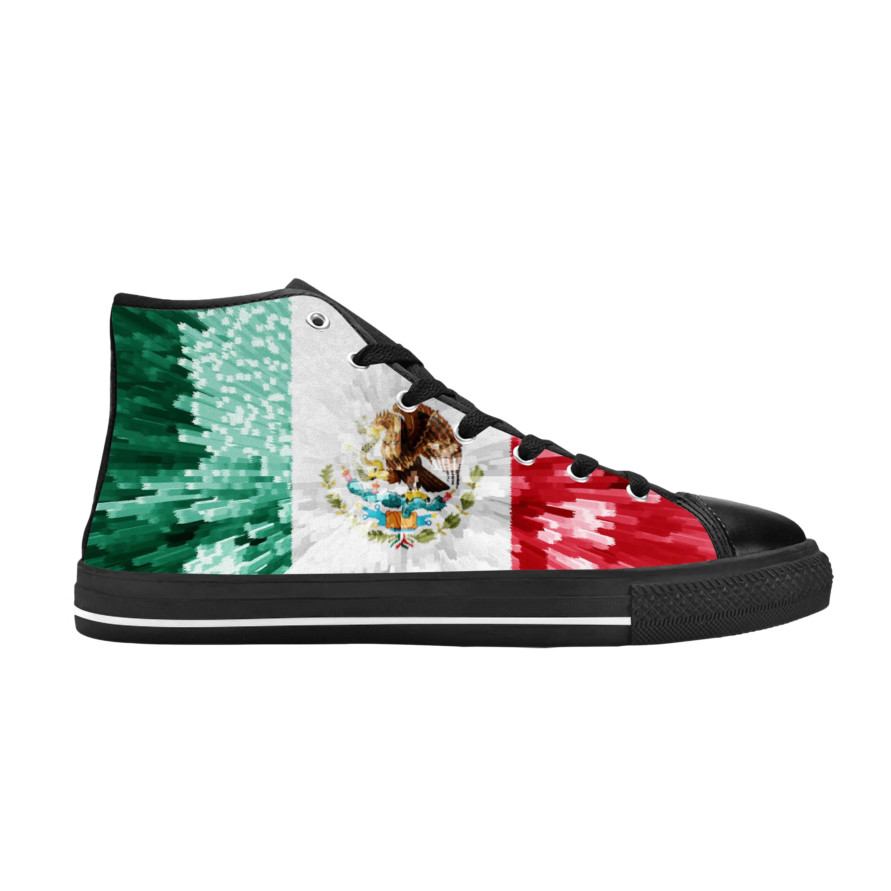Мексико Мексикански Флаг Патриотическая Гордост Модни Забавно Ежедневни Тъканта, Обувки С Висок Берцем Удобни Дишащи Мъжки И Дамски Маратонки С 3D Принтом Изображение 3 