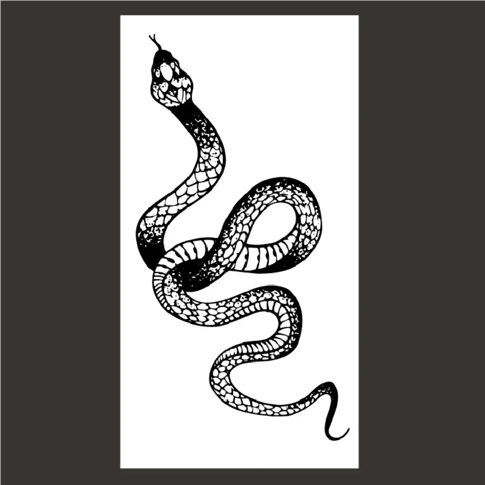 Водоустойчив Временни Татуировки Етикети Змия Татуировка с Тъмен Блясък Готино Цвете Ръка Черна Мамба Мъртъв Змия Череп Фалшива Татуировка Изображение 1 