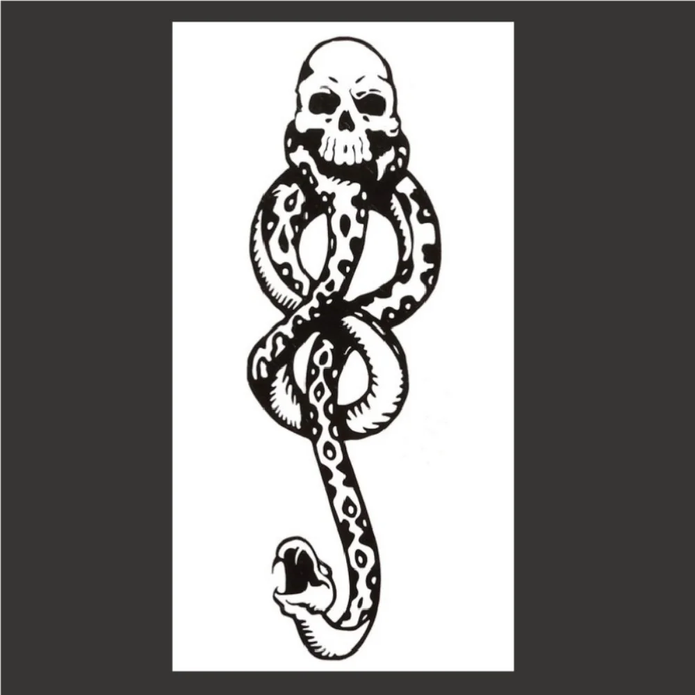 Водоустойчив Временни Татуировки Етикети Змия Татуировка с Тъмен Блясък Готино Цвете Ръка Черна Мамба Мъртъв Змия Череп Фалшива Татуировка Изображение 3 