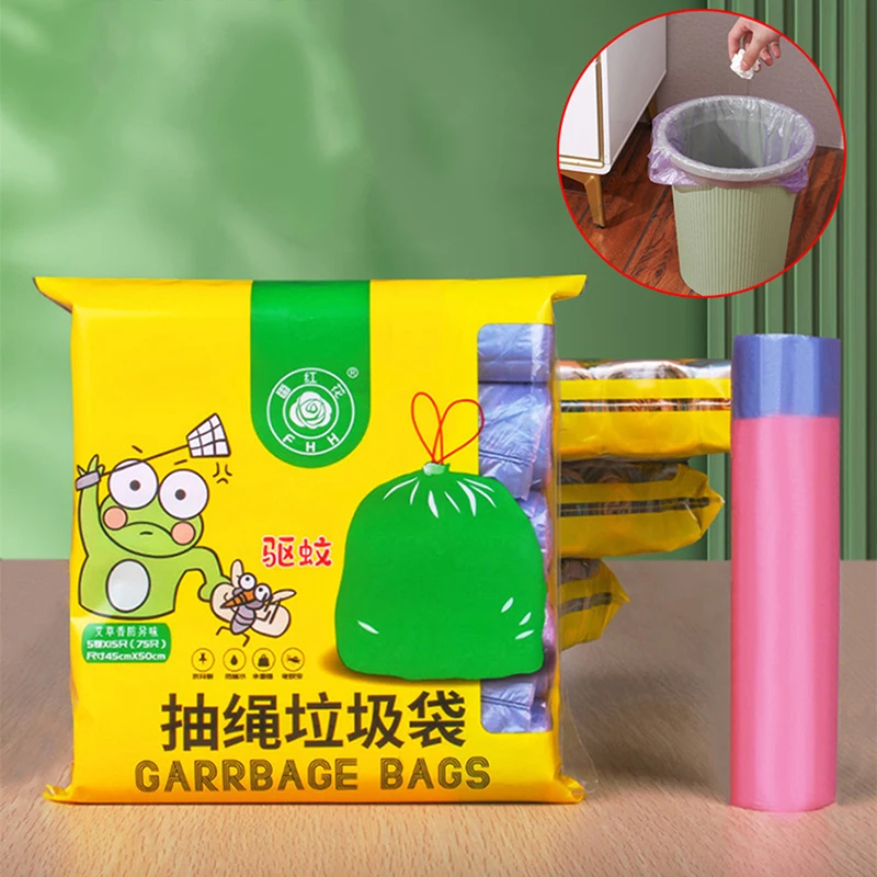 5шт Торбички за Еднократна употреба За Домакински Отпадъци Кухненски Торба За Боклук Shorage Drawstring Химикалки Не са Мръсни Ръце, Пластмасови Чанти За Съхранение