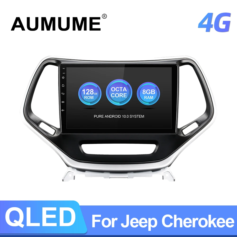 QLED Автомагнитола За Jeep Cherokee 5 КЛ 2014-2018 Android 10 Авторадио Мултимедиен плейър на YouTube GPS RAM И 8 GB ROM, 128 GB, Без 2din
