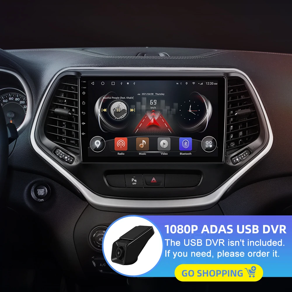 QLED Автомагнитола За Jeep Cherokee 5 КЛ 2014-2018 Android 10 Авторадио Мултимедиен плейър на YouTube GPS RAM И 8 GB ROM, 128 GB, Без 2din Изображение 4 