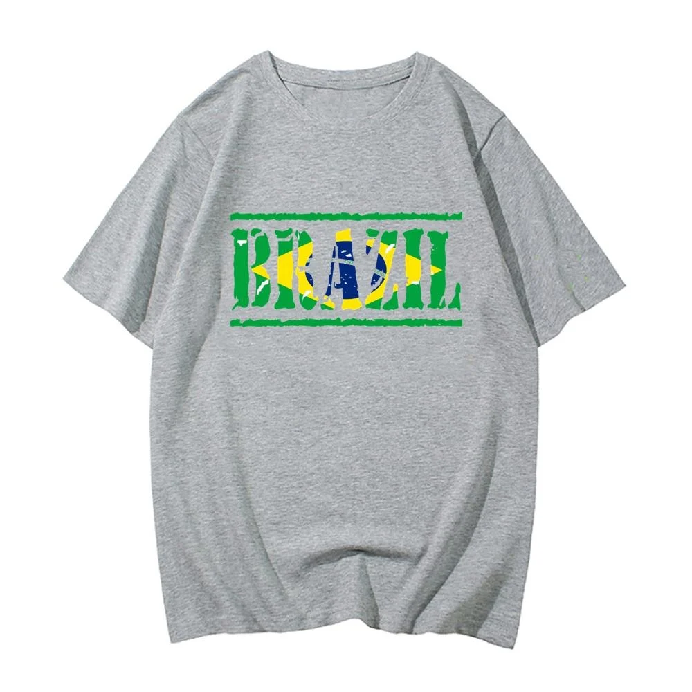 Бразилски Флаг, Тениска от Чист Памук европейския размер, летни мъжки тениски с аниме харадзюку, смешно графика, градинска мъжки дрехи Изображение 0 