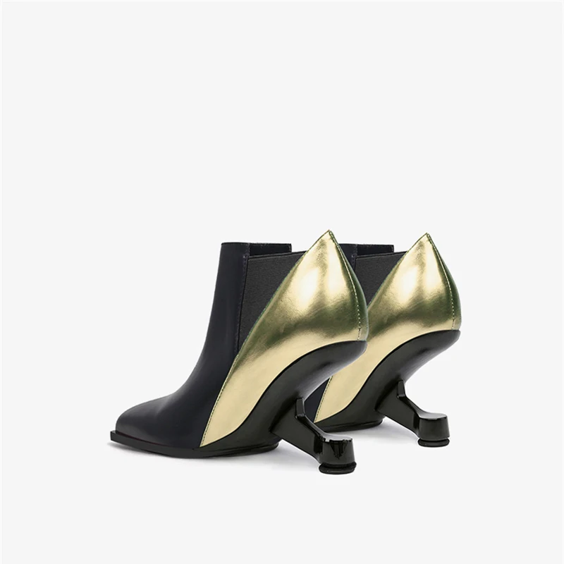 Дамски цветни ботильоны на нетрадиционни обувки с токчета с височина 8 см, с квадратни пръсти, без съединителни в изчистен стил, романтични пикантни ботильоны за срещи и партита HL392 MUYISEXI Изображение 3 