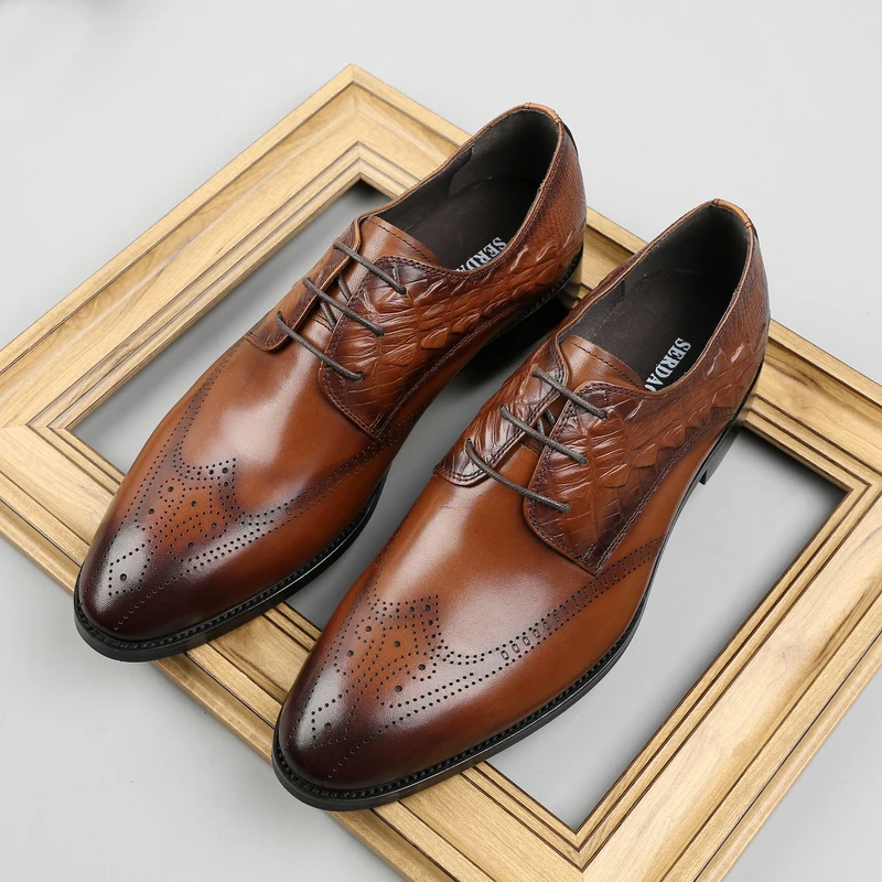 Модерен Мъжки Oxfords Офис Обувки От Естествена Кожа, Модел Обувки, Мъжки Официални Обувки За Бала
