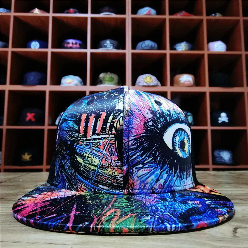 Лятна мода окото шапка; мъжки и дамски хип-хоп шапка с графити градинска самоличността на плоска шапка открит жокер солнцезащитная шапка
