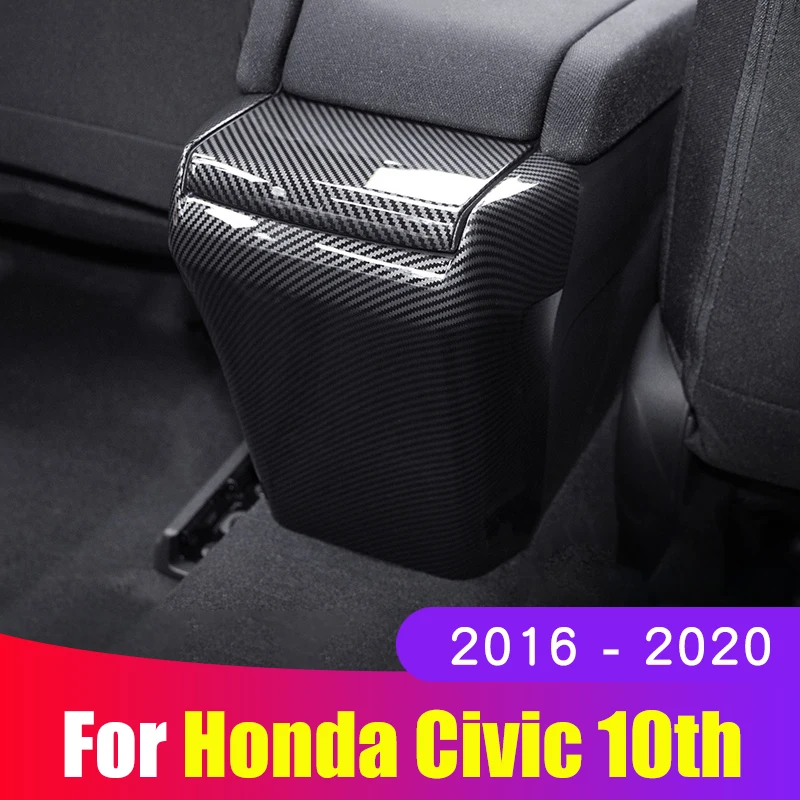 ABS въглеродни влакна Авто централен Подлакътник Кутия за Задната част на Кутията Защитно Накладки За Honda Civic 10th 2016 2017 2018 2019 2020 Аксесоари Изображение 0 