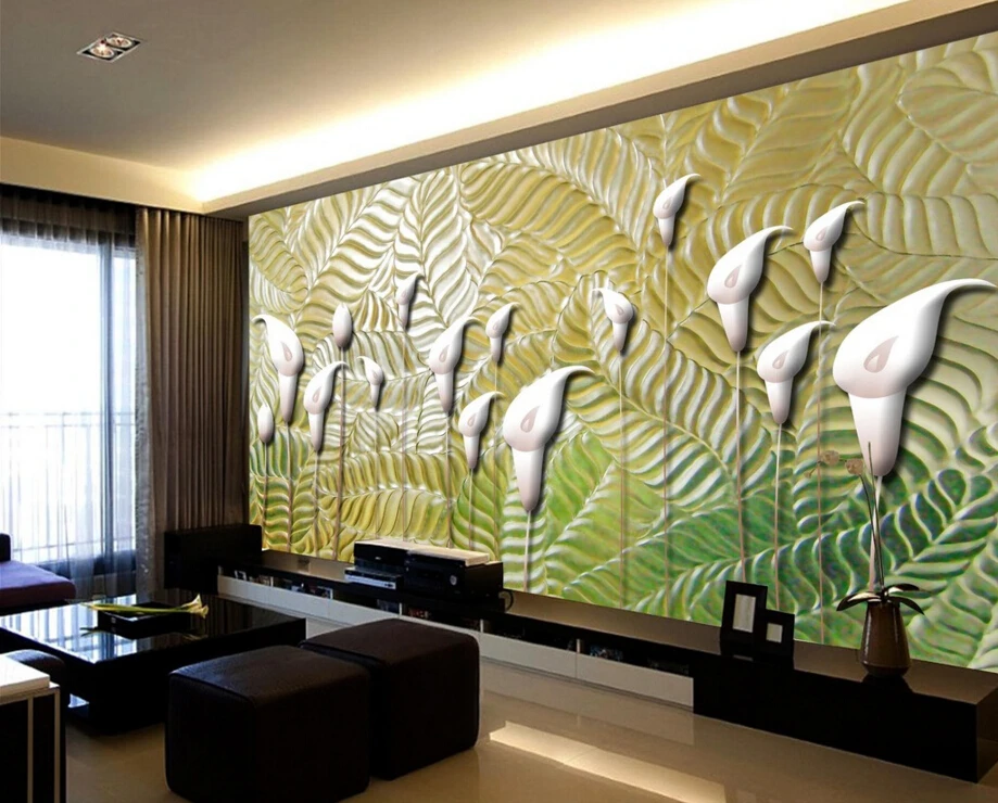 Потребителски 3D тапети, Релефни цветя, съвременната стенопис в европейски стил за хола спални ТЕЛЕВИЗИЯ фон релефни тапети