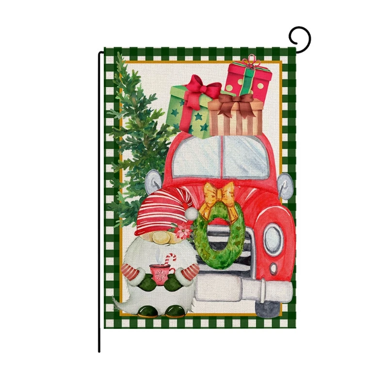 Коледен Градински Флаг Дядо Коледа, Снежен Човек Печат Закрит И Открит Начало Декор Знамена Изображение 2 