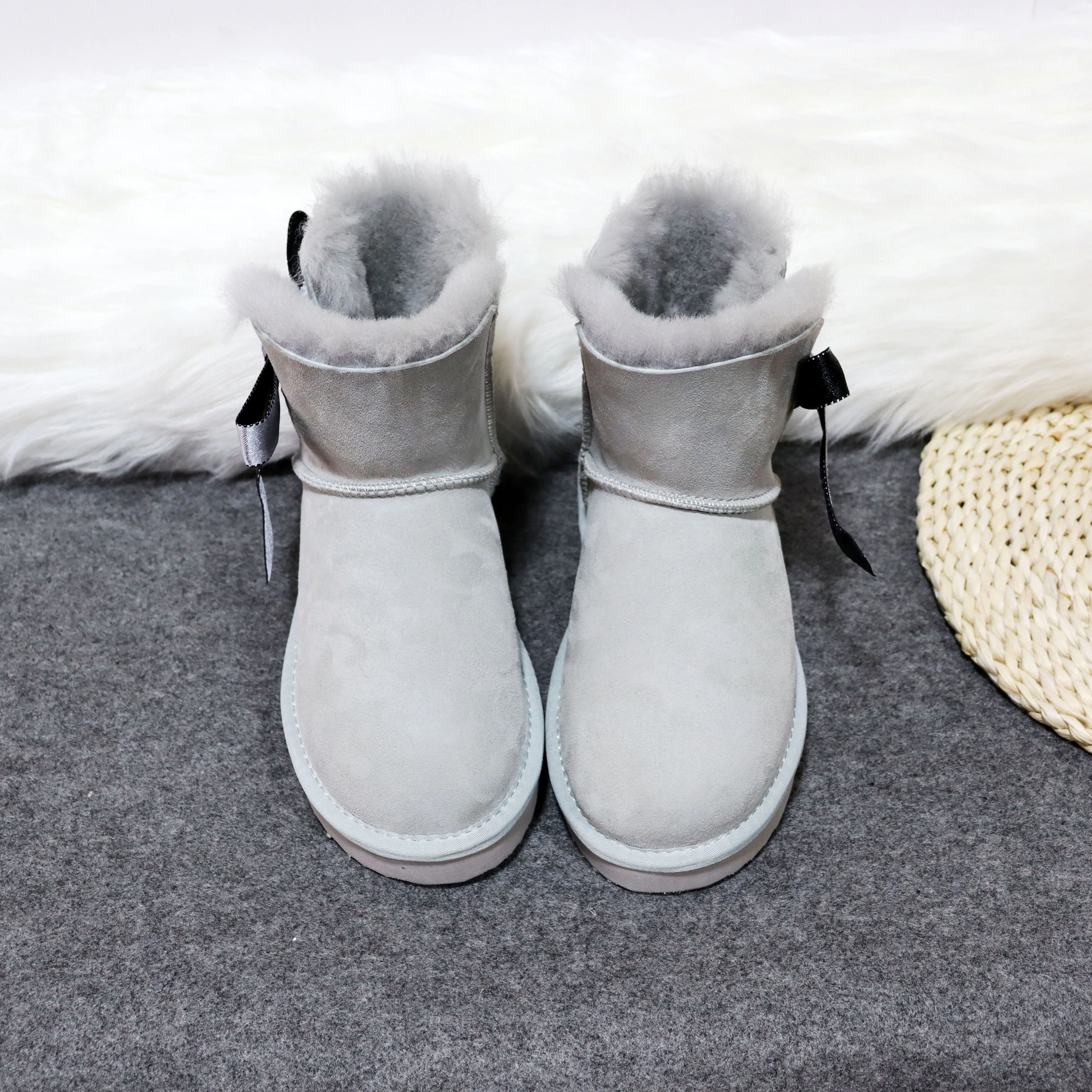 Модно Ново записване, дамски зимни класически Зимни Обувки от естествена Агнешка кожа 2022 г., Женски Ботуши на по-високо Качество От естествена овча кожа Изображение 5 