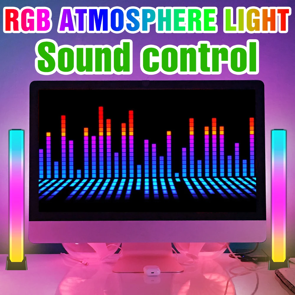RGB Led Ночники Музика Управление на Звука Звукосниматель Ритъм на Околния Лампа Атмосфера Ивица Светлина За Спални Компютърна Маса Украса Изображение 0 