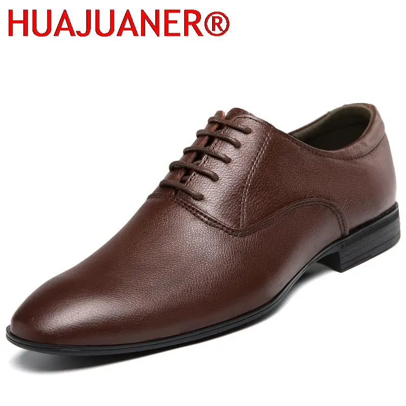 Мъжки обувки от естествена кожа, висококачествени официални мъжки oxfords дантела, италиански мъжки бизнес сватбени обувки, мъжки черни Големи Размери 37-50