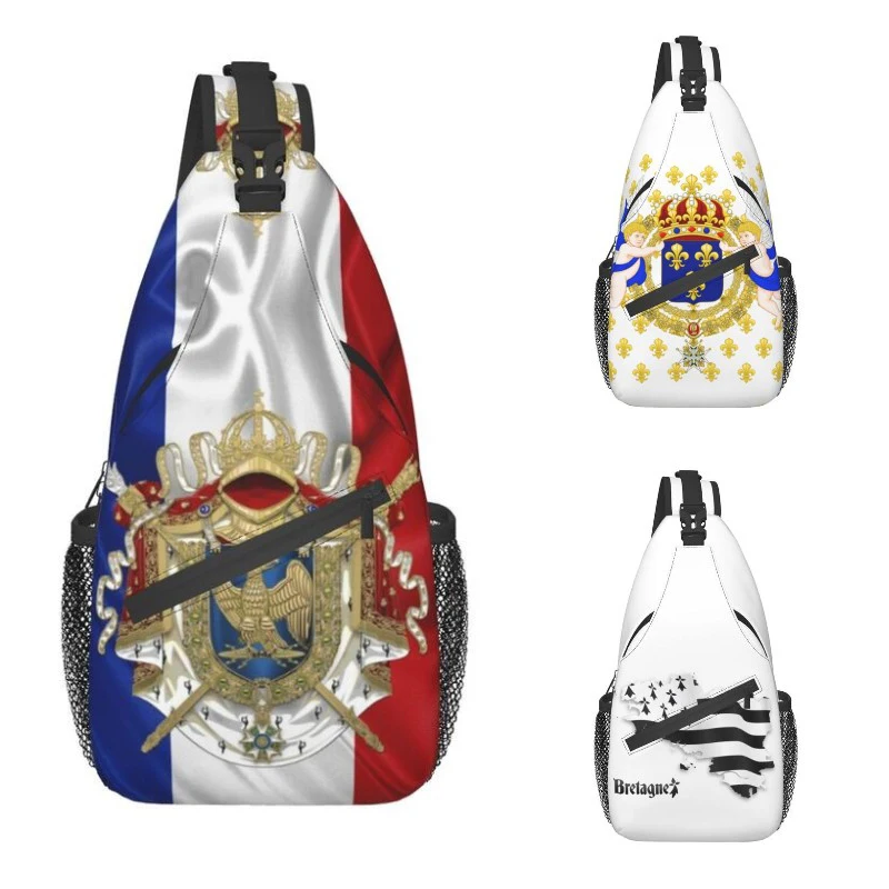 Френски Флаг Франция Империята На Наполеон Прашка Чанти За Мъже Стръмни Герб Рамото През Рамо В Гърдите Раница За Колоездене, Къмпинг Раница