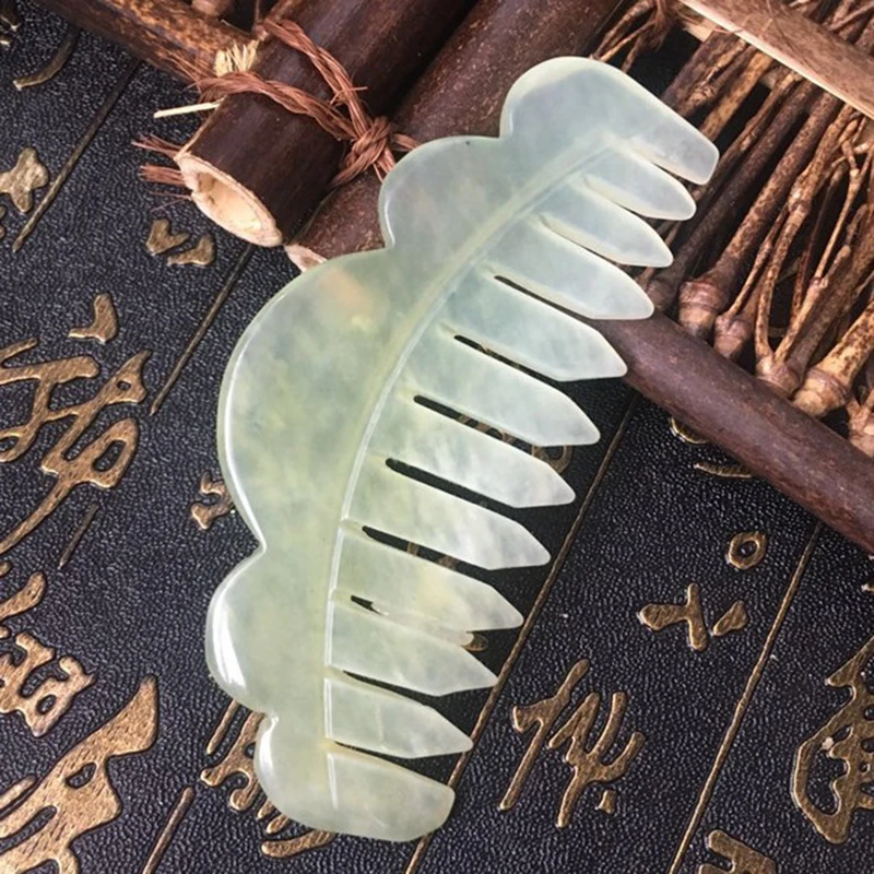 1бр Традиционната Китайска Природа Нефритови Гребен Масаж Спа Акупунктура за Лечение на Главата на Гуа Ша Дъска