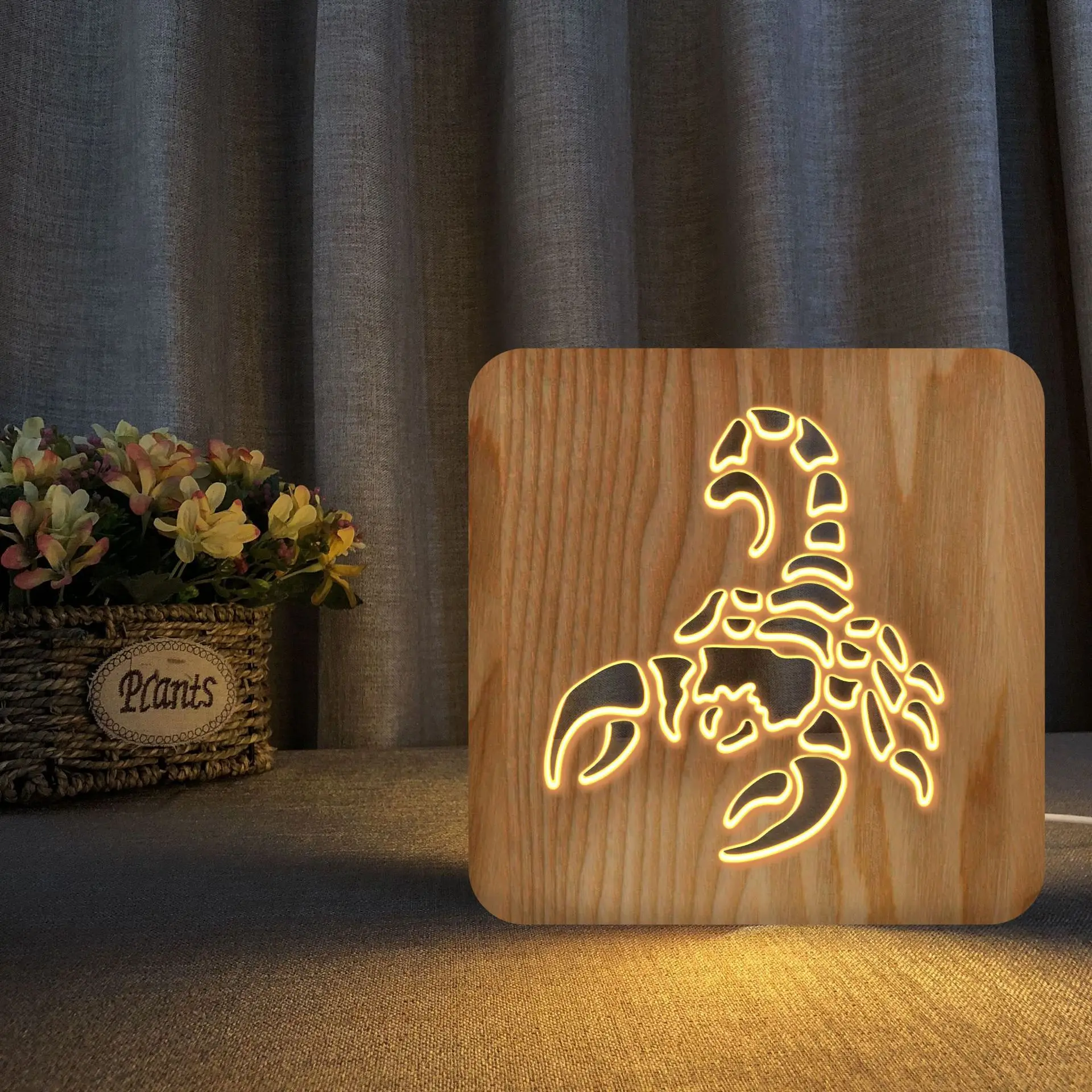 Скорпион Дървена Фар Креативен Подарък KT-C Изделия От Масивна Дървесина Лампи за Дневна Тенис Начало Декор най-Добрата Нощна Лампа LED